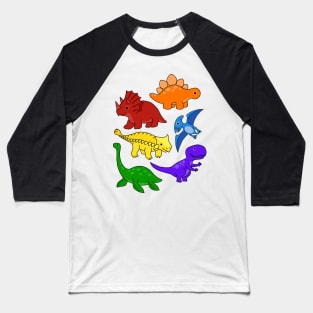 Rainbow Dinosaurs Baseball T-Shirt